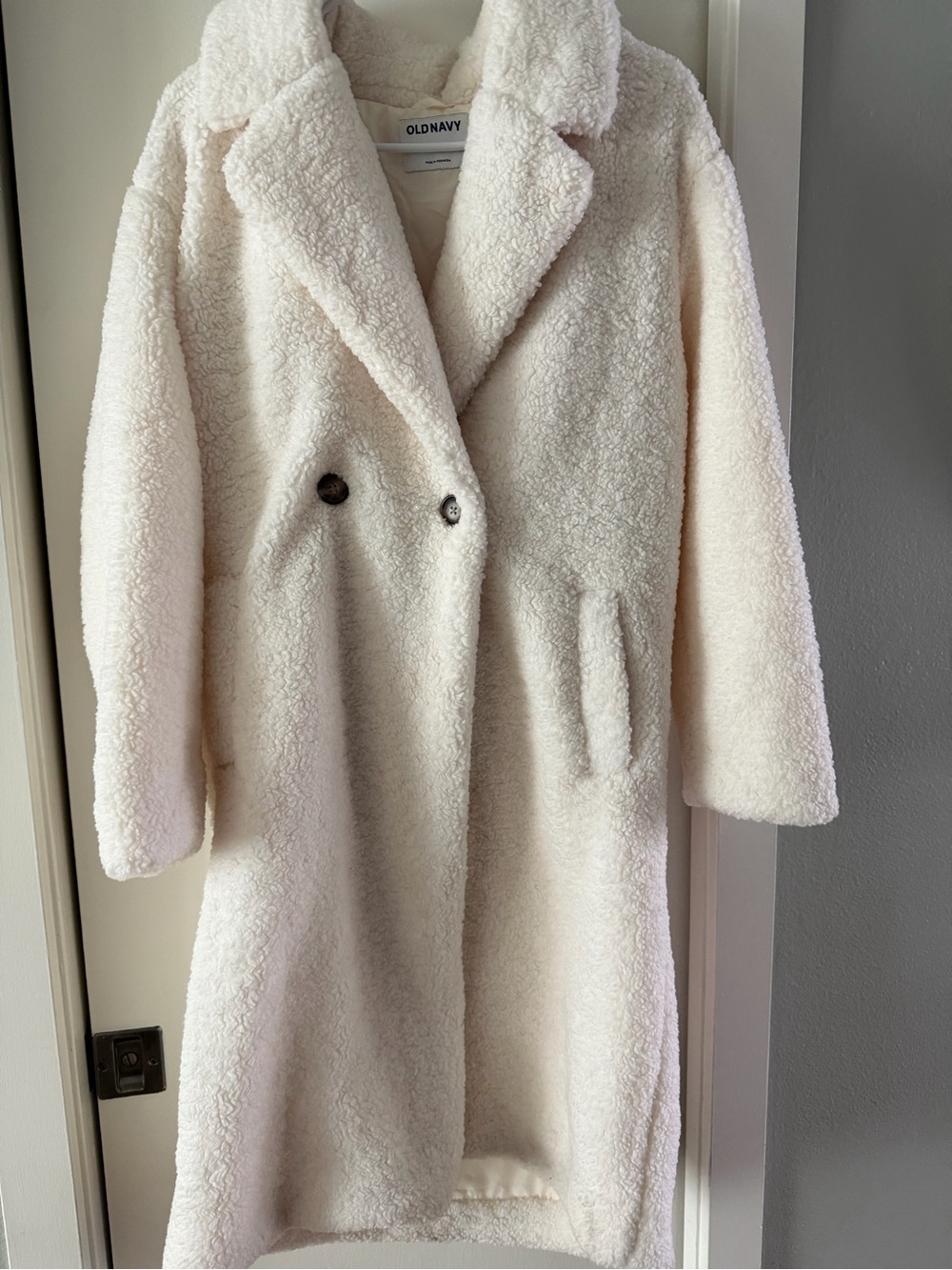 Old Navy Cream Teddy Longline Coat